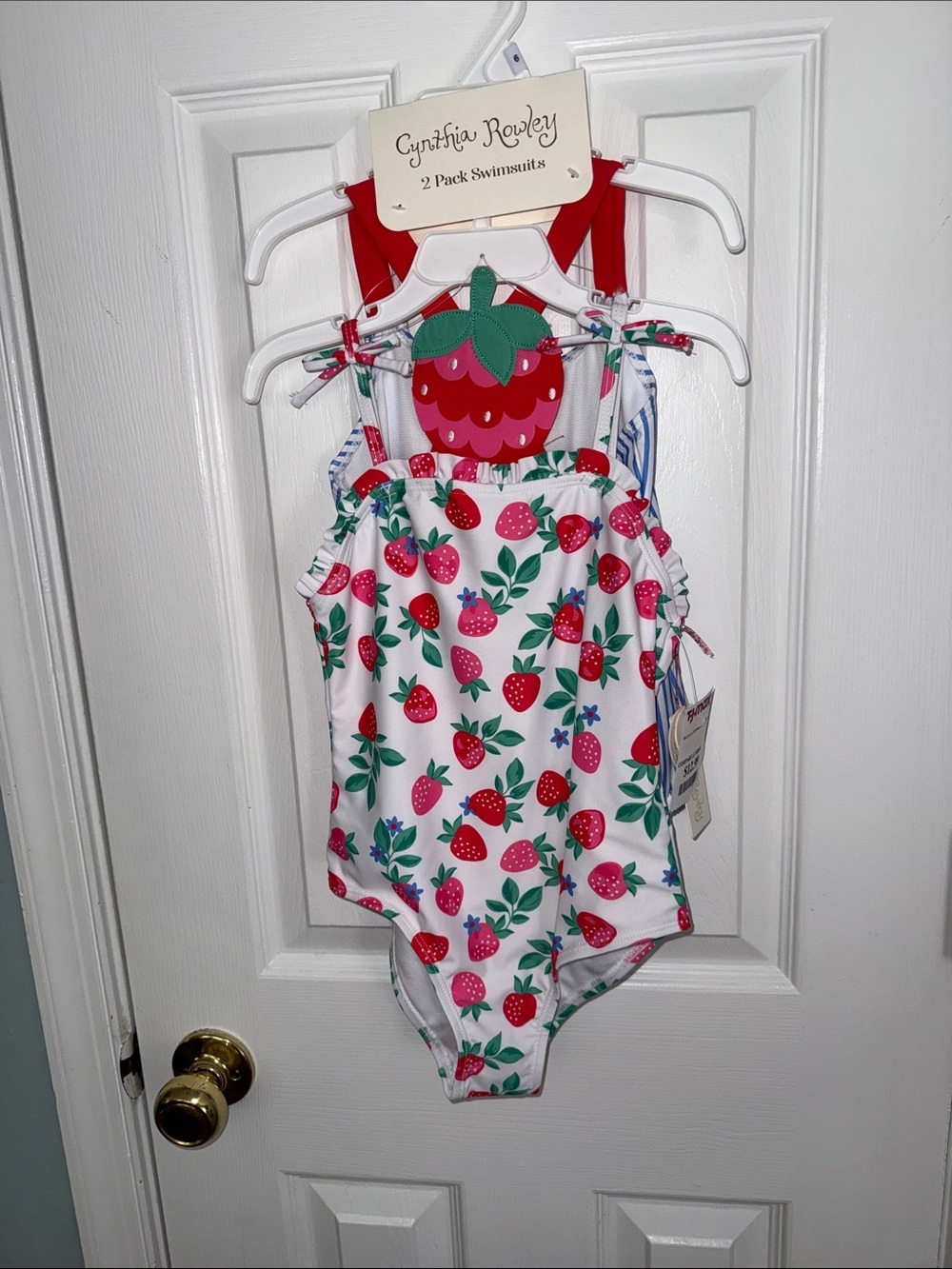 Cynthia Rowley 2 piece Blue & White Striped One-Piece with Red Accents